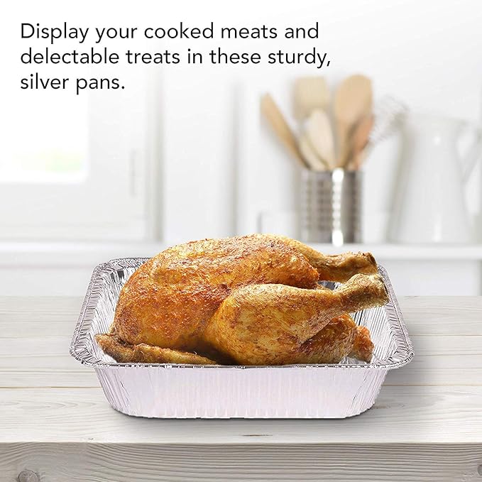 Stock Your Home Aluminum Pans 9x13 Disposable Foil Pans (10 Pack) - Half Size Steam Table Deep Aluminum Trays - Tin Foil Disposable Pans Great for Cooking, Heating, Storing, Prepping Food