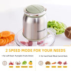 Silver Food Processor,500W Electric Meat Grinder with 8 Cup Glass Bowl and 4 Sharp Blades, Food Chopper & Vegetable Chopper for home use,Meat Processor, Vegetables, Fruits and Nuts