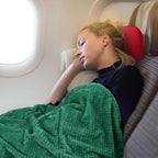 urnexttour Travel Pillow Blanket Set-3 in 1 Travel Pillow Memory Foam, Soft Travel Blanket Airplane Compact with Bag, Inner Pillowcase, Hand Luggage Belts and Backpack Clip, for Plane Car, Green