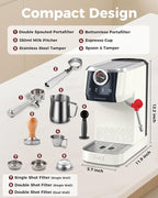 Tuni E2 𝑬𝒔𝒑𝒓𝒆𝒔𝒔𝒐 𝑴𝒂𝒄𝒉𝒊𝒏𝒆 with 𝑩𝒐𝒕𝒕𝒐𝒎𝒍𝒆𝒔𝒔 𝑷𝒐𝒓𝒕𝒂𝒇𝒊𝒍𝒕𝒆𝒓 Combo Set | 58mm 𝐃𝐮𝐚𝐥 𝐁𝐨𝐢𝐥𝐞𝐫 Coffee Maker | Professional Home Barista Kit | Gift for Coffee Lovers