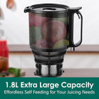 Cold Press Juicer Machines, Slow Masticating Juicer with 5.3" Extra Large Feed Chute Fit Whole Fruits & Vegetables, Self Feeding Effortless for Batch Juicing, BPA Free 250W (BrightBlue,1.8L)