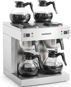 NUPANT Dual Drip Commercial Coffee Maker, 200 Cup/hour, 7.2L Pour Over Coffee Machine with 4 Glass Carafe and 4 Warmers, Stainless Steel Double Coffee Brewer Staition for Restaurant and COFFEE Bar