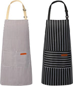 VALOME 2 Pack Kitchen Aprons, Apron for Cooking with 2 Pockets, Unisex Adjustable Neck Strap Chef Aprons for Men Women