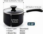Cook N Home Nonstick Sauce Pan with Glass Lid 2-Qt, Multi-purpose Pot Saucepan Kitchenware, Black, Aluminum