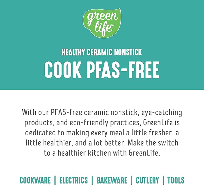 GreenLife 2.5QT Nonstick Saucepan with Glass Lid, Soft Grip, PFAS-Free Ceramic, Multipurpose Chef Pan, Milk & Sauce Cooking Pot, Dishwasher & Oven Safe to 350˚F, Stay-Cool Handle, Turquoise