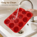Silicone Muffin Pans for Baking Nonstick 2 Pcs, 12 Cup Regular Cupcake Pan, Food-Grade Silicone Baking Molds for Cupcakes, Egg Bites, Freezer, Red