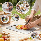 100% Pure Titanium Cutting Board, Titanium Cutting Boards for Kitchen Dishwasher Safe, Food-Grade Metal Meat Chopping Board Mat for Cooking Tasks and Outdoor Charcuterie Party (L, 13.6”×9.3”)