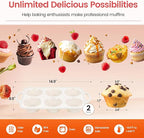 Silicone Jumbo Muffin Pan with Metal Frame, Non Stick Food Grade Silicone Large Muffin Pan Set of 2, with Handles 6 Cup,BPA-Free and Dishwasher Safe, Jumbo Cupcake Pans
