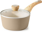SENSARTE Ceramic Nonstick Sauce Pan with Lid, 2.0 Quart Small Saucepan, White Cooking Pot with Stay Cool Handle, Non toxic Kitchen Sauce Pot, Non stick Small Pot, Induction Pot, PFOA PTFE PFAS Free
