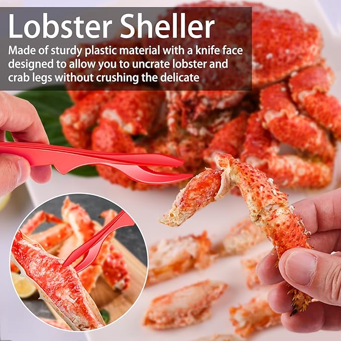 suoundey Seafood Cracker Tool Set With Lobster Sheller Stainless Steel Crab Crackers Crab Leg Fork Seafood Scissors And Storage Bag, Crab Leg Pick Utensils Set Crab Eating Tools (24Pcs)
