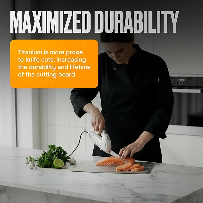 Titanium Cutting Board – Pure Titanium Chopping Board for Kitchen – Non-Toxic, Microplastic-Free, Double-Sided, Dishwasher Safe, Durable Metal Cutting Board