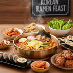 Okllen Set of 3 Korean Ramen Noodle Pot with Handles, Stainless Steel Everyday Pan, Golden Korean Cooking Pot for Soup, Noodle, Pasta, Home and Outdoor, Dishwasher Safe, Size 7", 8.7", 9.5"