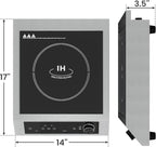 Sunvivi 1800W Induction Cooktop, Commercial-Grade Electric Countertop Burner with Timer, Induction Hot Plate with LED Screen, 10 Power(300W-1800W), 10 Temp Setting(140°F-536°F), Black