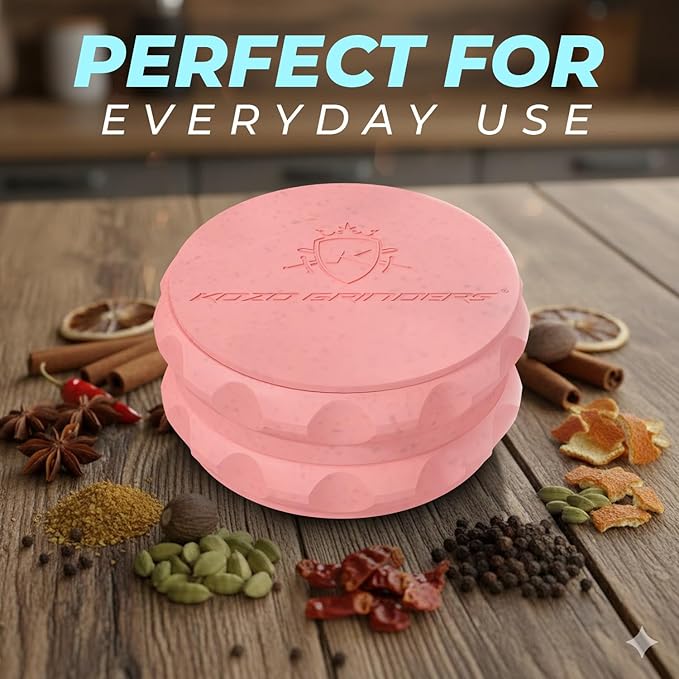 Kozo 2.5" Spice Grinder 2-Piece, Strong Grip By Kozo. (Pink)