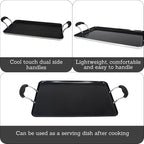 IMUSA 19x12in Aluminum Black Ceramic Double Burner Griddle with Cool-Touch Handles, Nonstick Flat Grill Pan for Pancakes, Eggs, Bacon, and More, Black