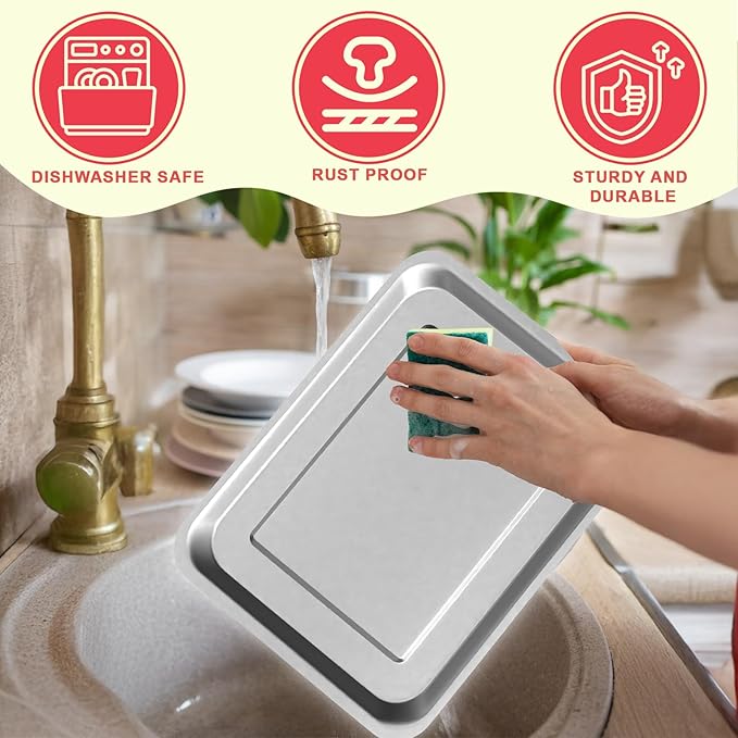 Oven Air Fryer Basket and Tray for Cuisinart Convection Oven, Stainless Steel Toaster Oven Pans and Trays for Cuisinart TOA-060 TOA-065 TOA-70,Replacement Parts for Cuisinart and Most Oven Accessories