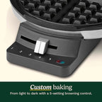 Cuisinart Waffle Maker, 1250W Round Classic Waffle Iron, 5-Setting Adjustable Browning Control, WMR-CAP2, Brushed Stainless