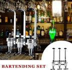 3 Bottle Wall Mounted Liquor Dispenser Bar Butler Bracket Solo Optic Spirit Wine Beer Alcohol Bottle Beverage Stand Revolving Nozzle Drinkware Set