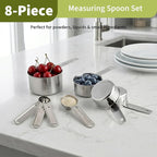 Measuring Tools and Scales, 8 PCS Measuring Cups and Spoons Set, Kitchen Food Scale with Tare Function, Digital Grams and Ounces, Retractable Dual Sided Tape Measure, Ideal for Baking and Cooking