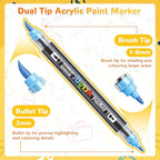 80 Colors Dual Tip Acrylic Paint Markers Automatic Ink Control Acrylic Paint Pens, Fine & Brush Tip Acrylic Markers Set for Christmas Decorations, Glass, Stone, Wood, DIY & Art Supplies