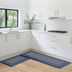 KitchenClouds [2 PCS Kitchen Rugs Cushioned Anti-Fatigue Kitchen Mats for Floor Waterproof Kitchen Rug Set Non-Slip Comfort Standing Mat for Office, Sink, Laundry 17.3"×29"+17.3"×47",Blue