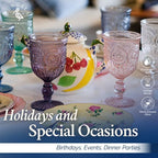 Yungala Multi Color Wine Glasses Set of 6 Vintage Hobnail Goblets 10 oz Dishwasher Safe