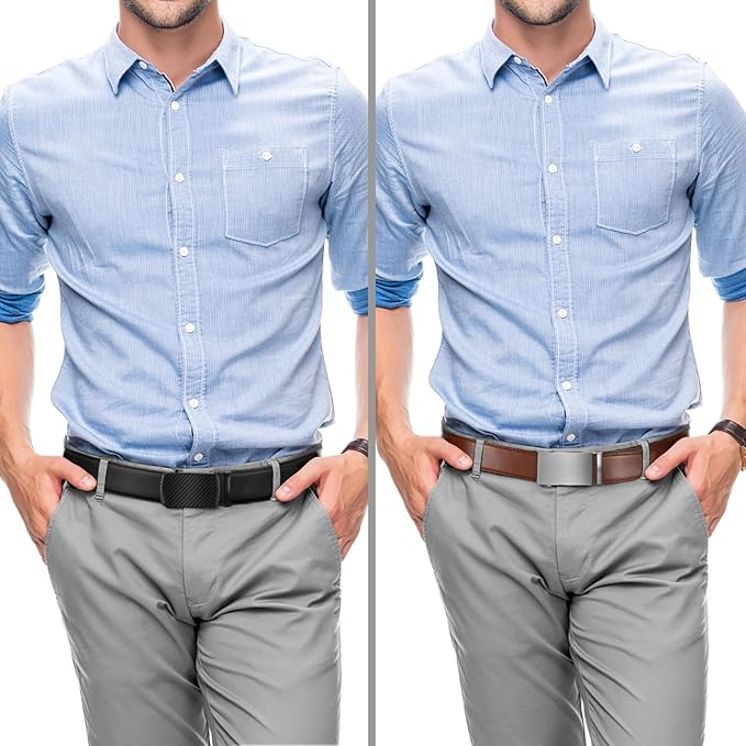 Zitahli Ratchet Belt for Men - 2 Packs Leather Mens belt For Gift Men Dress and Casual,Trim to Fit