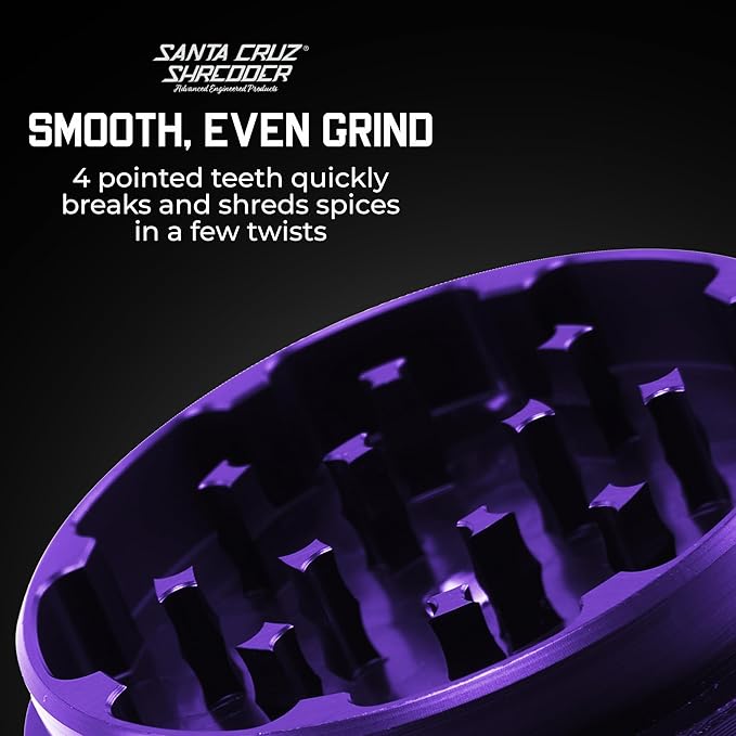 Santa Cruz Shredder Metal Herb Grinder Knurled Top for Stronger Grip 3-Piece Large 2.7" (Purple)