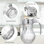 4 Pack Syrup Dispensers Glass Honey Jar Bottle Maple Sugar Dispenser 6 oz Retracting Spout Syrup Containers Pitcher For Milk Coffee Home Restaurant Kitchen Bar Oil Condiment (Delicate Style)