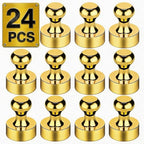 Tiergrade Metallic Magnets, Refrigerator Magnets, 24 Pack Gold Magnetic Push Pins, Strong Fridge Magnets, Multi-use Whiteboard Magnets Perfect for Kitchen Office Classroom