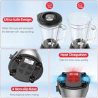 Blender for Smoothies, 1000W Glass Blender for Kitchen Countertop with 48oz Glass Jar Ice Crusher or Juice, Milkshake, Dessert