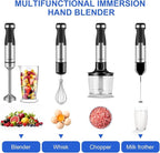 Immersion Blender 5 in 1 Handheld Blender 1500W, 20 Speed Mode&Turbo Boost, Heavy Duty Motor Electric Hand Blender with Chopper, Whisk, Frother, Beaker, for Baby Food, Sauce, Soup, Aquox