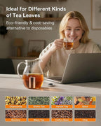 House Again 2 Pack Tea Strainers for Loose Tea, Extra Fine Mesh Tea Infuser, Updated Slim Threaded Lid & 304 Stainless Steel, Tea Ball Filter Bags Diffusers, Loose Leaf Tea Steeper for Brew Spices