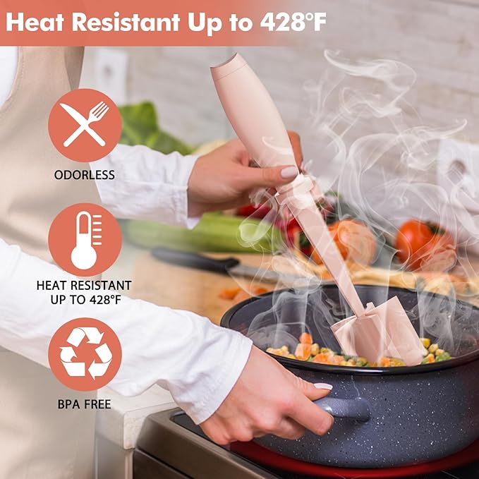 Upgrade Meat Chopper, Heat Resistant Meat Masher for Hamburger Meat, Ground Beef Smasher, Nylon Hamburger Chopper Utensil, Ground Non Stick Mix Chopper Mix Potato Masher Tool (Pink)