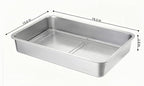 Stainless Steel Sturdy Roasting Pan with Cooling Rack – Oven, Toaster & Grill Safe, Deep Edge, Smooth Finish, Dishwasher Safe – Perfect for Turkey, Chicken, BBQ (19.5x13.6x2.8in)