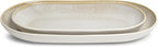 SANGO Anderson Serving Platters Set of 2, 14/12 Inch Stoneware Serving Dishes for Entertaining, Glossy Party Serving Trays for Food, Buffet Oval Platters for Bread, Appetizer, Cheese, Reactive Cream