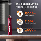 FoodVille MF02 Rechargeable Milk Frother Handheld Foam Maker with Stainless Whisk for Cappuccino, Latte, Bulletproof Coffee, Keto Diet, Protein Powder, Matcha (Viva Red)