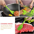 Silicone Baking Utensil Set 5pcs Green Non-stick Kitchen Cooking Tools with Egg Whisk and Scraper for Home Baking and Food Preparation