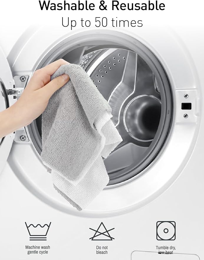 Fantasticlean Microfiber Cleaning Cloth Roll -75 Pack, Tear Away Microfiber Towels, 12" x 12", Reusable, Washable, Scratch Free, Ultra Absorbent Dish Rags for Car, Home, Garage or Shop (Grey)