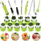 LemonRoad 15 Pcs Fruit Vegetable Coring Carving Tool Set Include Stainless Steel Peeler Carving Knife Melon Baller and 9 Shape Cutters for Home Kitchen Lunches Party Platters Creative Cooking