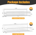DTUQYX Magnetic Spice Rack for Refrigerator, 4 Pack 100% Metal Strong Magnet Fridge Shelves, Space Saving Spice Organizer, No Drilling Moveable Home Kitchen Laundry Room Storage Organization, White