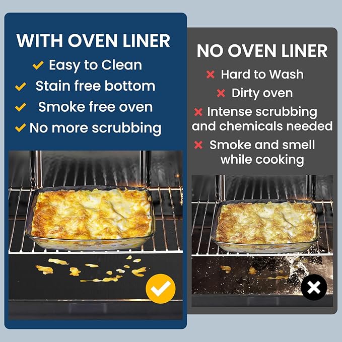 Oven Liners for Bottom of Electric Gas Oven -3Pack Large Heavy Duty Oven Protector Mat, Non-Stick Oven Floor Protector Liner, Reusable Heat Resistant Stovetop Air Fryer Grill Baking Mat