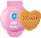 Dash & Sweethearts® Mini Waffle Maker- Mini Machine for Creative Homemade Treats - Nonstick Iron with Unique Print Design - Stylish Waffle Machine - XOXO Pink