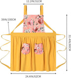 Pinknoke Vintage Pinafore Apron Dress for Women with Pockets Cute Floral Chef Aprons for Kitchen Cooking Baking Gardening