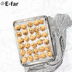 E-far Stainless Steel Baking Sheet Set of 3, 12.4”/10.5” /9.4” Cookie Sheet for Oven, Rimmed Metal Tray for Cooking Baking Bacon, Non-toxic & Dishwasher Safe
