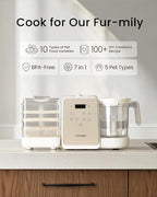 Pet Fresh Maker - Food Processor with Recipe for Dog Treats, DIY Cat Churu, Crunchy Treats, 10 Types of Homemade Pet Foods for Dog Birthday,7-in-1 Cooking Machine with Easy One-Step Touch Panel