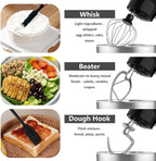 Stand Mixer, 3 in 1 Stand Mixer, 5.5Qt Electric Mixer, Mixer with Stainless Dough Hook, Wire Whip & Beater, Food Mixer for Baking, Cake and Most Home Cooks, Black