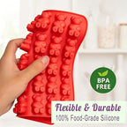 4 pcs Large Gummy Bear Molds 5 ML, BPA-FREE Silicone Chocolate Candy Gummy Molds with 4 Droppers and Cleaning Brush 140 Cavity