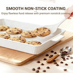 GOURMETEDGE 10-Piece Stackable Ceramic Bakeware Set - Ideal Mother's Day Gift, Non-Toxic Non-Stick Oven Safe, PFOA & PFOS Free, Includes Baking Dishes, Pie Plate, Ramekins & Silicone Tools (White)