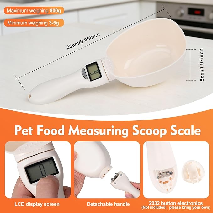 Electronic Digital Polygons Measuring Spoon, High Precision Food Scale with 5 Units (g/ml/cup/fl/oz), LCD Display Kitchen Gadget, Measuring Spoons & Cookie Scoop for Baking, Pet Food(No battery
